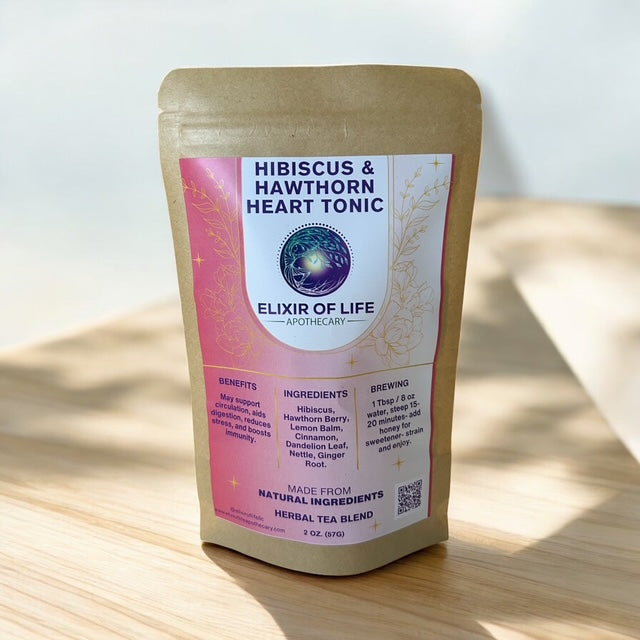 Hibiscus & Hawthorn Heart Tonic - Herbal Support for Heart Health, Circulation & Emotional Balance