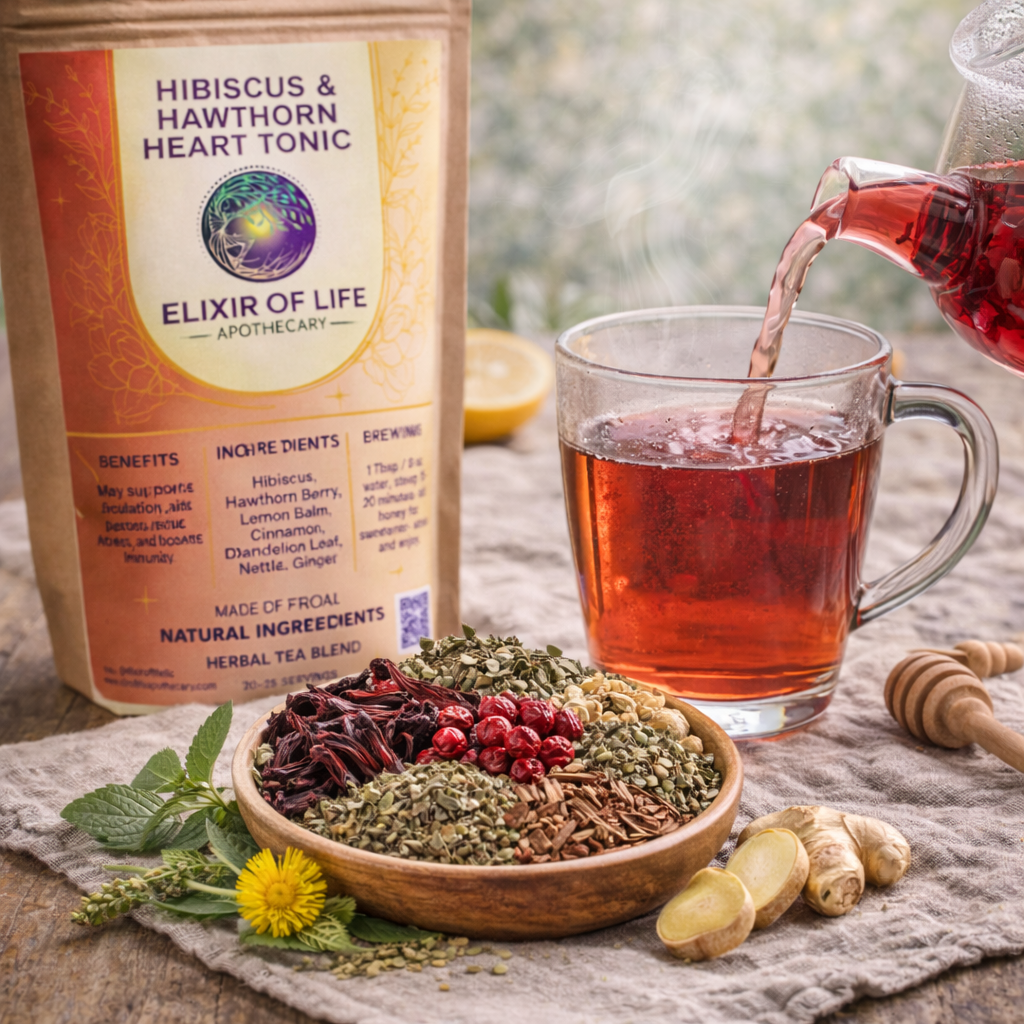 Hibiscus & Hawthorn Heart Tonic - Herbal Support for Heart Health, Circulation & Emotional Balance