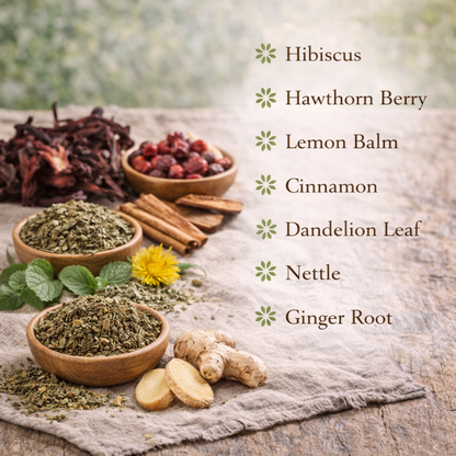 Hibiscus & Hawthorn Heart Tonic - Herbal Support for Heart Health, Circulation & Emotional Balance