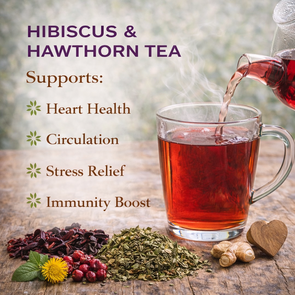 Hibiscus & Hawthorn Heart Tonic - Herbal Support for Heart Health, Circulation & Emotional Balance